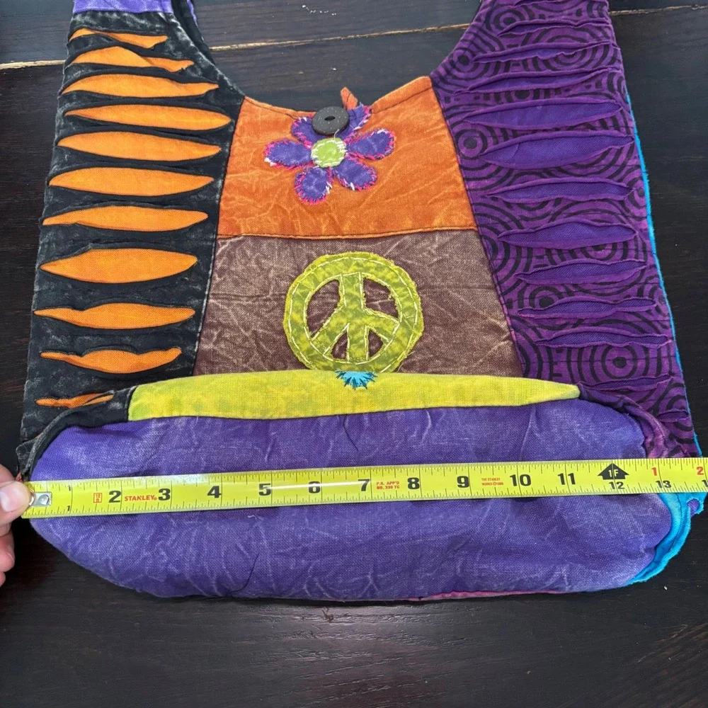 Boho Hippie Patchwork Crossbody Bag Flowers Colorful Indie Festival Sling Peace